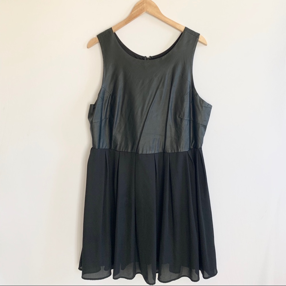 Forever 21 Plus Faux Leather Top Black Dress 2X